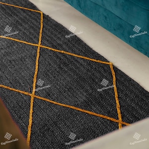 Handmade Large Area Jute Rug With Diamond Pattern Braided Jute Rug Eco-Friendly Rug Natural Fiber Rug   Vintage Rug Home Decor Rug
