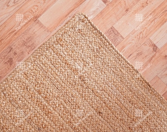 Handgeweven jute karpetten, tapijt van natuurlijke vezels voor interieur en keuken, aangepast formaat en milieuvriendelijke deurmat, boho vintage geweven tapijten