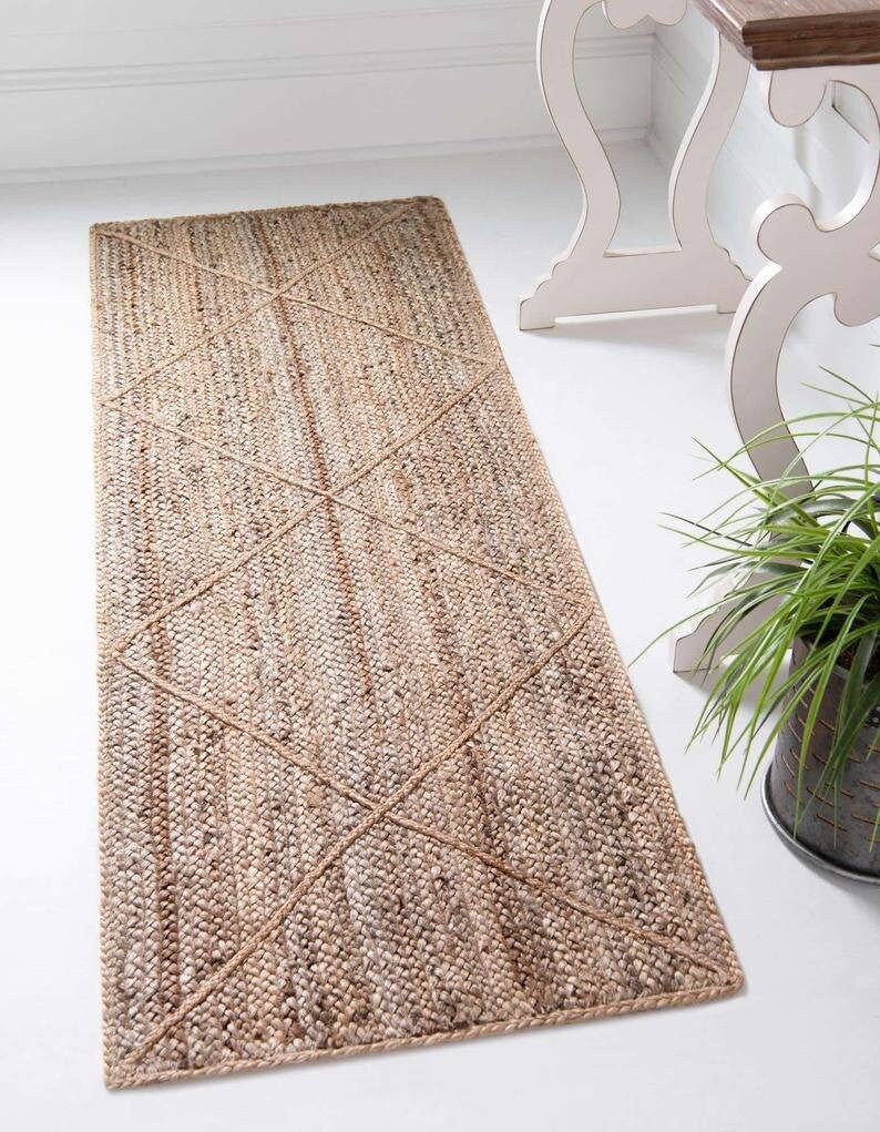 2x16 2x20 ft. gray jute runner jute doormat jute bed side Etsy