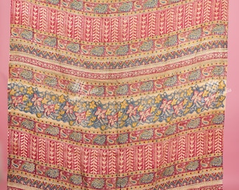 Vintage Throw Blanket Couch Soft Cotton Throws Blankets, Hand Block Printed Bed Runner Boho Cotton Fringed Blanket, gift for her, Bohemian