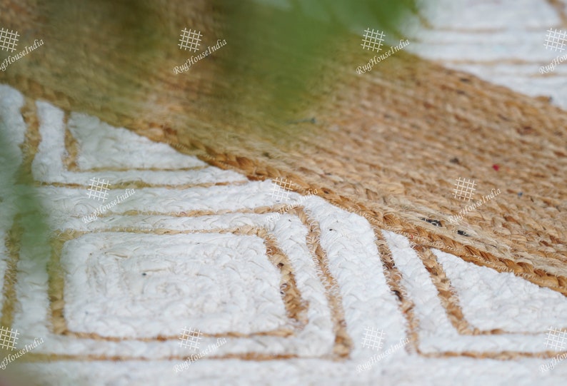 Indian Handmade Rectangle Jute Cotton Runner Doormat Custom Size Rug