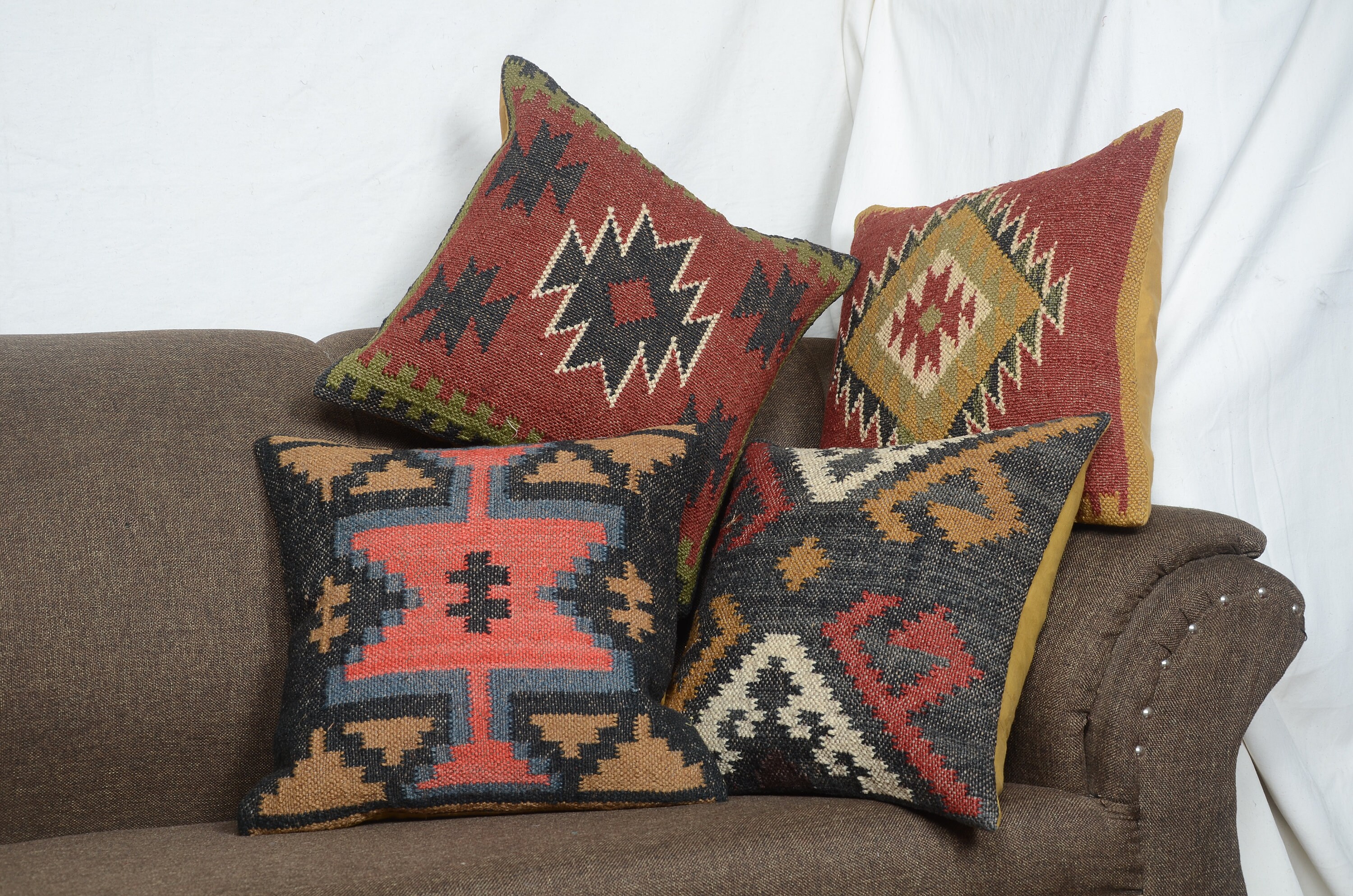 4 Set of Indian Hand Woven Chouhan Rugs Jute Cushion Cover Etsy