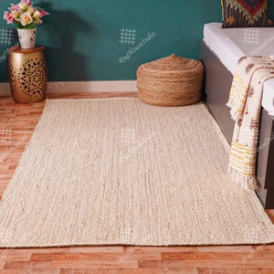 Indian Village Hand Braided Rug/Runner/Doormat Bohemian Eco Friendly Jute Rugs Area rug Large Rug beige, Off White, Black, Gray, White Rug