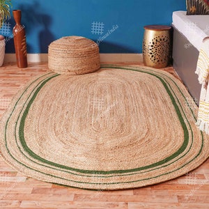 Indian Hand Braided Natural Jute Braided Oval Rug with Every Color Border Decor Rug Home Decor Vintage Area Rugs Custom Size Turkish Rug