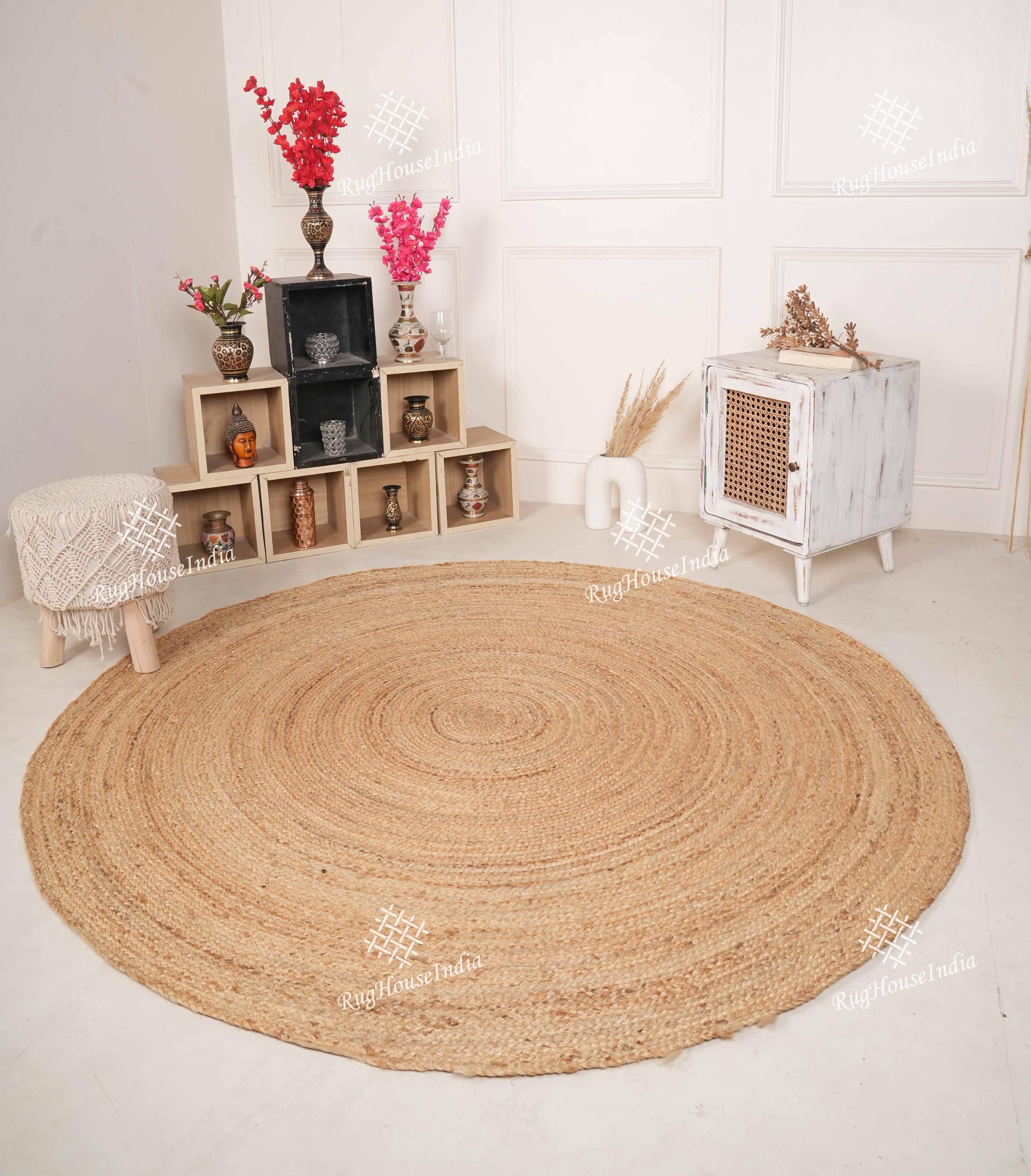 Ovale Jute Tapijt Voor Woonkamer Slaapkamer Omkeerbare Bio Vriendelijke Gevlochten