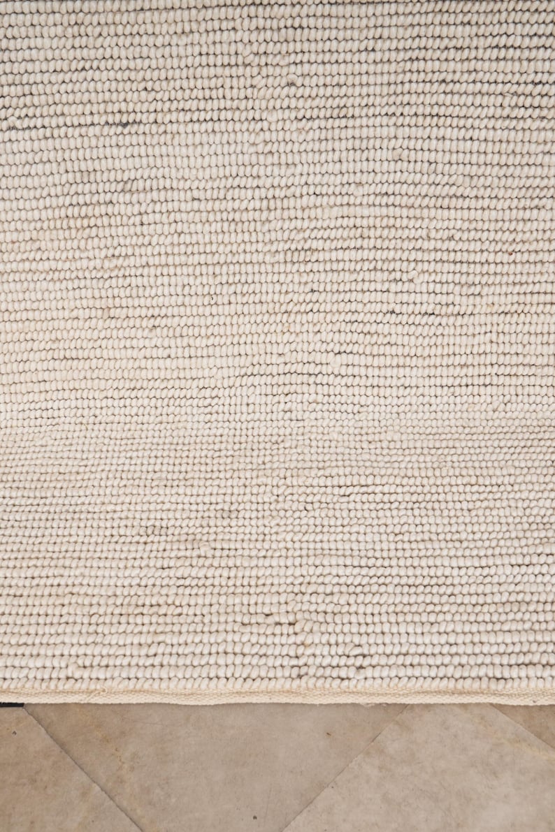 Nubby Rugs Handwoven Wool Rug | White Chunky Bubble Weave Carpet | Textured Wool ...