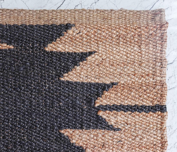 Handwoven hemp jute Runner Area rug : Natural Jute 7x12ft For Kitchen And Bed Side Area Carpet Geometric Style flatweave Boho runner Rugs