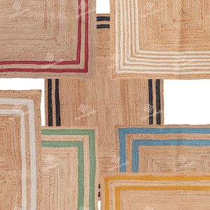 Indian Village Hand Braided Jute Area Rug/Runner/Doormat Custom Size Rug, Double Border Bohemian Rug, Home Decor Rug, Entryway/Stair Decor