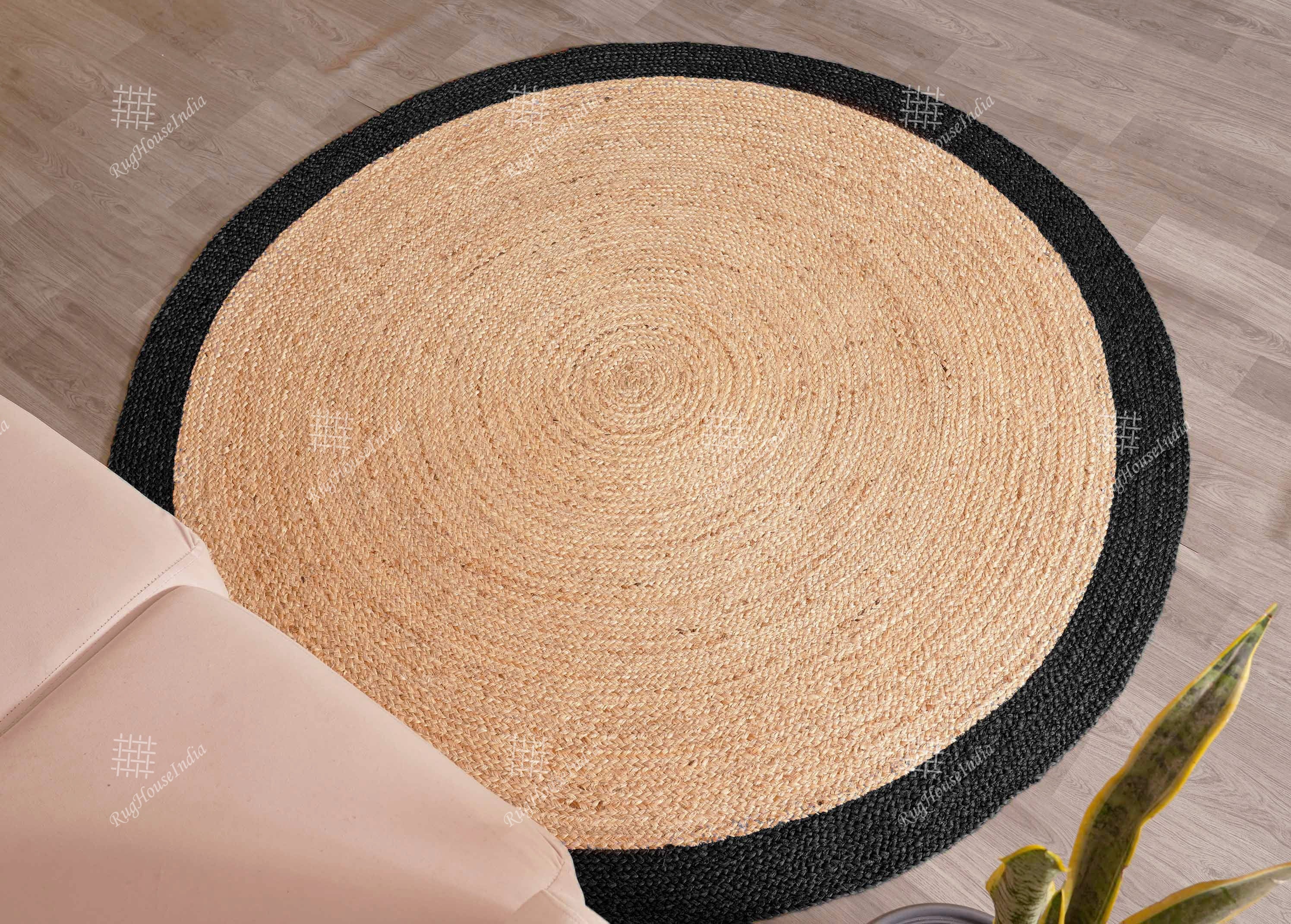2x2, 6x6 Ft. Hand Braided Round Jute Rug, Circle Area Rug, Beige Round ...