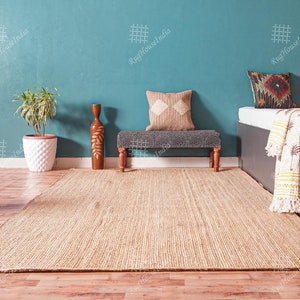 Alfombra de yute natural hecha a mano y varios colores sólidos trenzados, alfombra de yute de tamaño personalizado, alfombra de yute estilo bohemio, alfombras para sala de estar, regalo para él