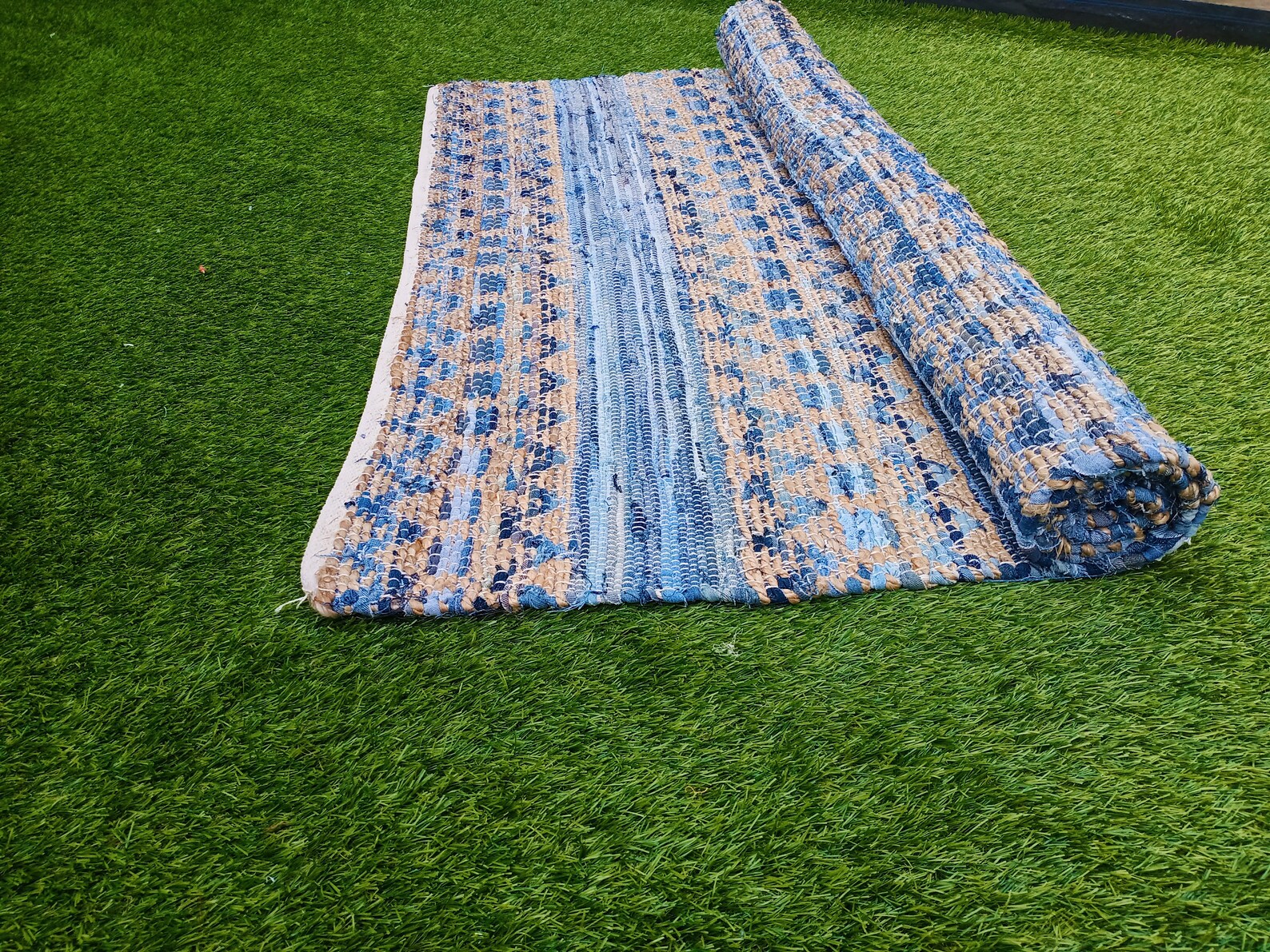 Hand loomed Rustic Rugs 120x180 cm Indian Art Handwoven Cotton Etsy