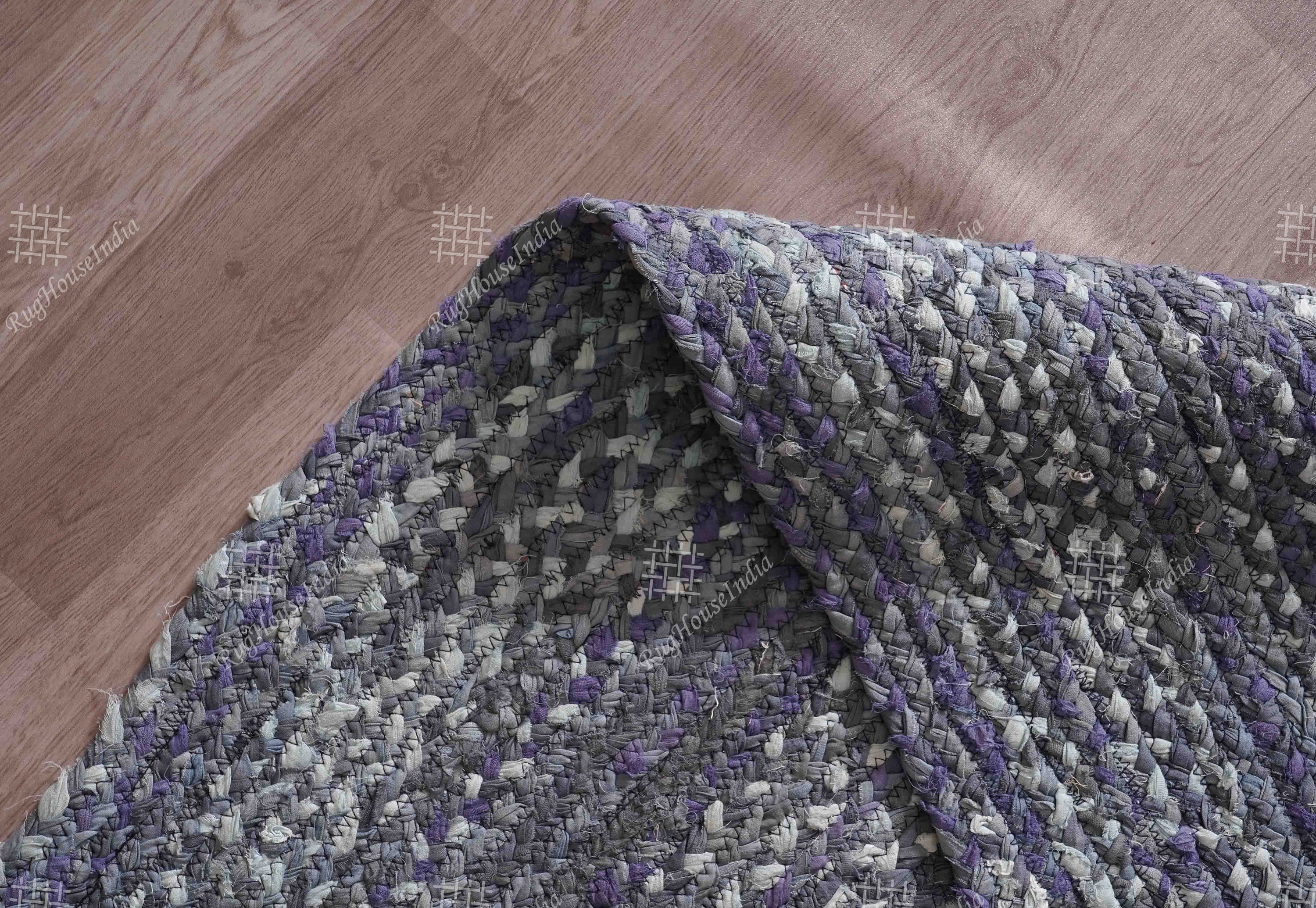 Handwoven Grey Multicolor Cotton Runner Chindi Rug Customize Rug