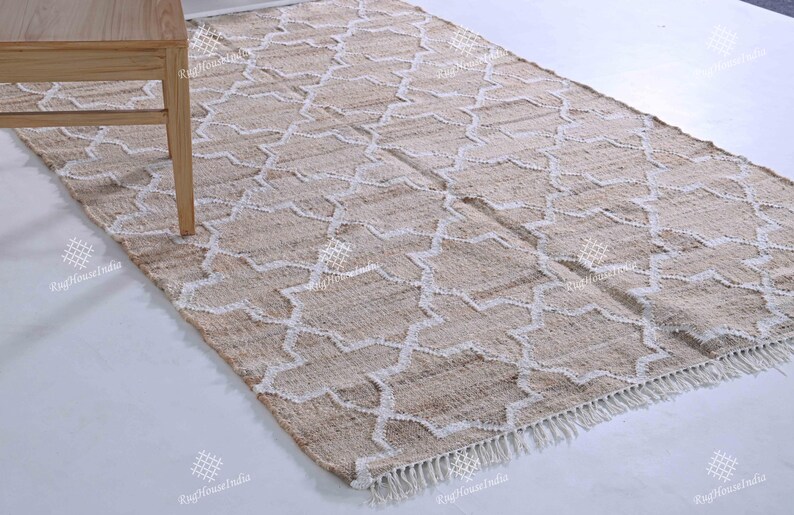 6x8, 8x10ft Natural Jute Hand Woven Premium Quality Cotton Jute Rug