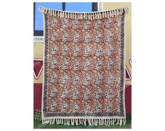 Bohemian Mud Cloth Throw Blanket Indian Classic Hand Loomed Block Print Cotton Sofa Throw for Living Room