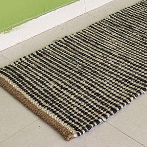 Handgefertigte Teppiche aus Hanfteppich, Naturfaser-Hanfteppich für Flur und dekoratives Zuhause, Vintage gewebter handgefertigter Dhurrie, umweltfreundlich