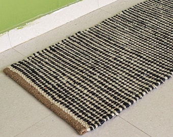 Handloomed Hemp runner jute rugs, Natural fiber hemp carpet for hallway and decorative home, Vintage woven handmade dhurrie, eco friendly