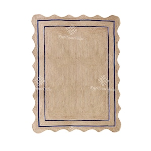 Jute Rug- Scalloped Rug, Jute Scalloped Rug, Bohemian Scallop Rug, Natural Jute Area Rug, Jute Rug Rectangular, Jute Scallop Rug, Custom Rug