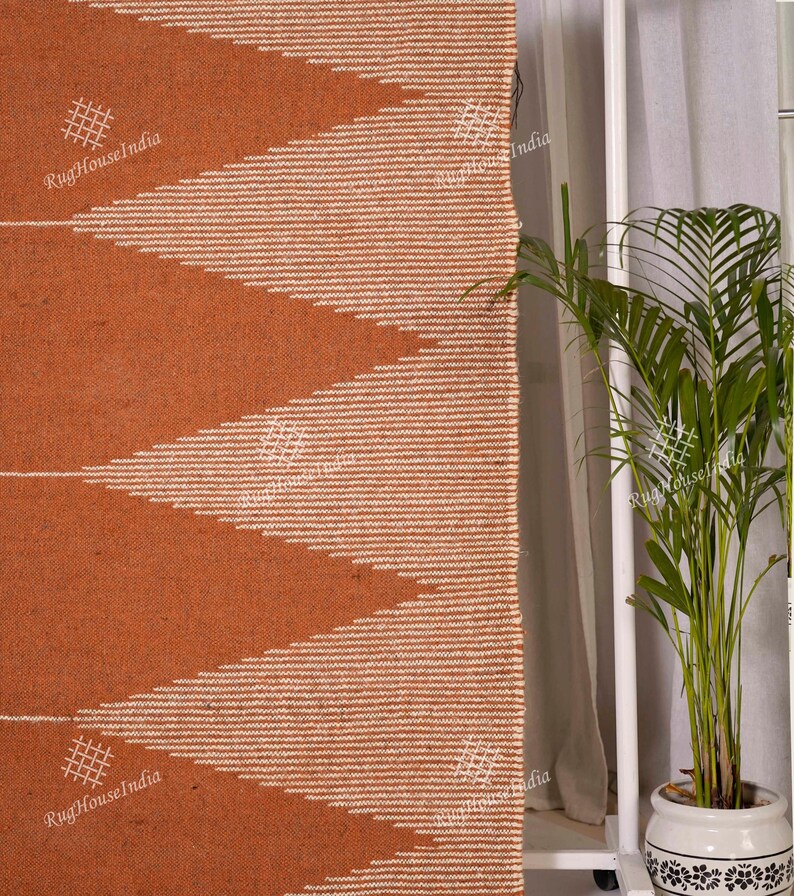 Custom Size Handmade Wool Jute Kilim Rug, Multicolor Large Dhurrie Rug