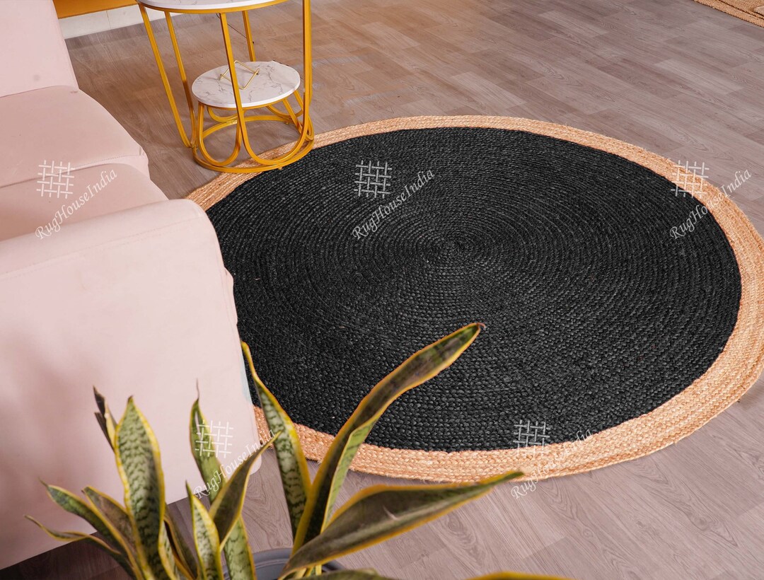 2x2, 8x8 Ft. Hand Braided Round Jute Rug, Circle Area Jute Rug, Natural ...