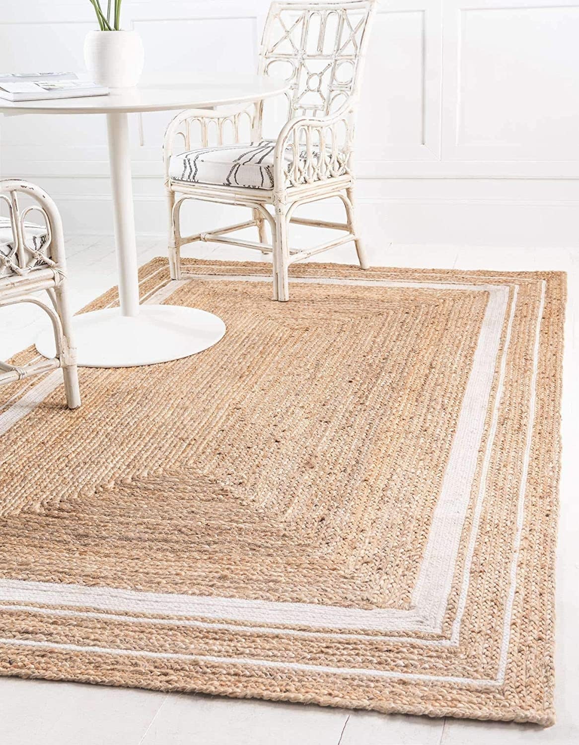 8X10 10X14 Feet Jute Designer Border Rug Organic Jute Area Etsy