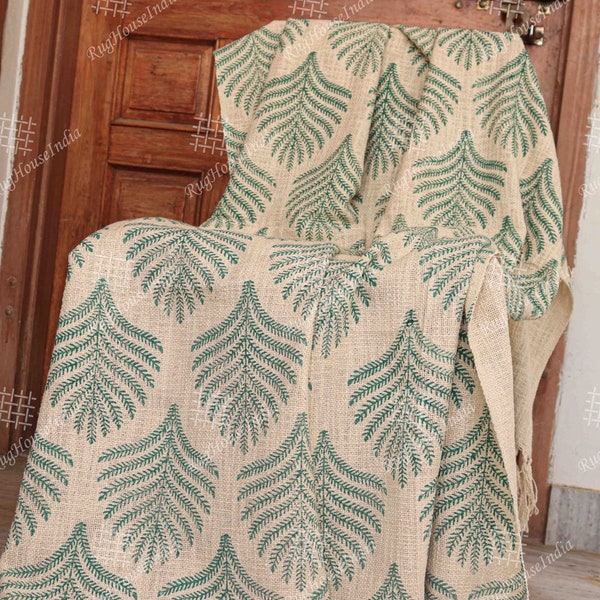 Handmade Bohemian Cotton Throw Blanket, Indian Classic Hand Loomed Block Printed Throws, Sofa Cover, BedSheet,Curtain, Home Decor