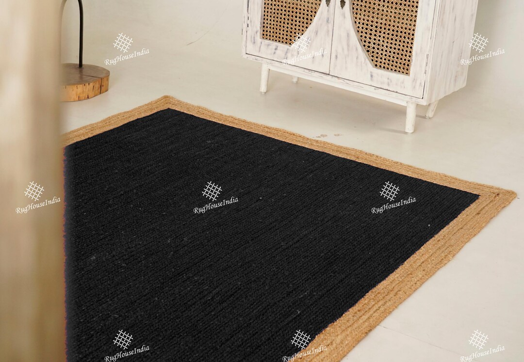 Color Jug Rug Hand Braided Every Color Jute Rug With Beige Border Rug Custom Size and ...