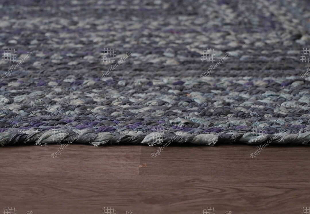 3x5 12x16 Indian Handmade Grey Multicolor Cotton Braided Rectangle Rug ...