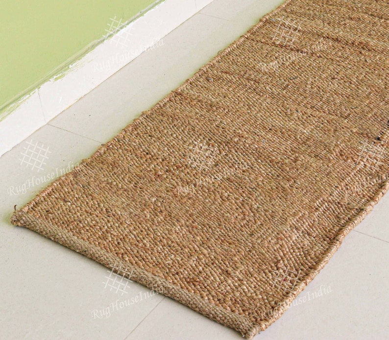 Custom Size Natural Jute Hemp Runner, Stair Decor/Entryway Runner, Jute Bed Side Runner, Vintage Area Rug,Natural Jute Hemp Beige Doormat image 1