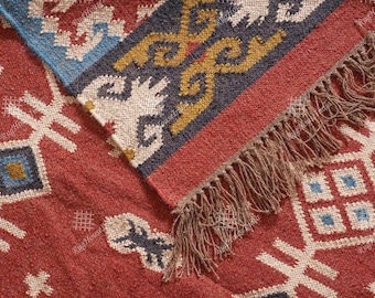 Alfombras Kilim de yute hechas a mano y de tamaño personalizado - Alfombra Kilim - Alfombras Kilim de yute de lana - Alfombras de yute para sala de estar - Alfombras grandes - Alfombras para comedor - Alfombra turca