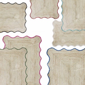 Indian Hand Braided Rectangle Scalloped Jute Rug Custom Size And Color Scallop Border Rug Eco Friendly Rug For Living Room Decorative Rug