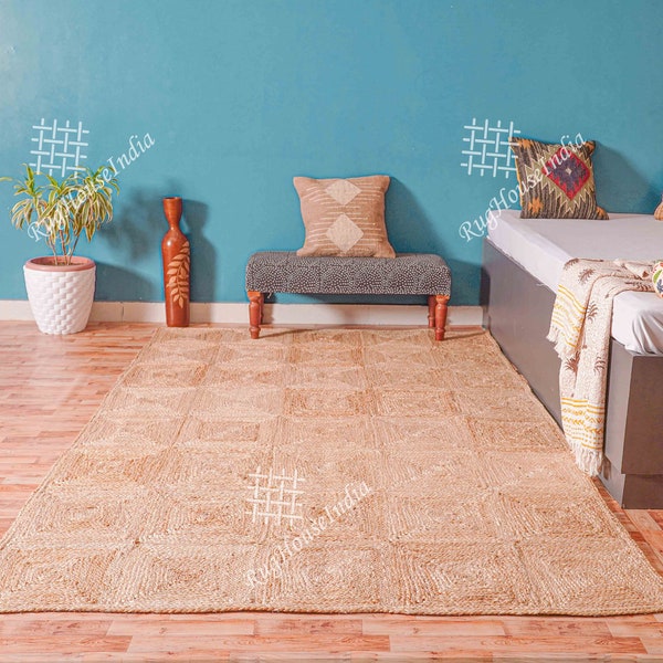 Alfombra de corredor de pasillo, alfombra de corredor de yute, alfombra de yute natural hecha a mano, corredor para cocina y porche, alfombra de corredor de entrada, corredor de escaleras, alfombra de corredor boho