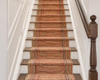 Handmade Stair decor cotton multicolor vibrant chindi runner rugs, custom size rug and home decor chindi area rug, 2x10ft long runner rug