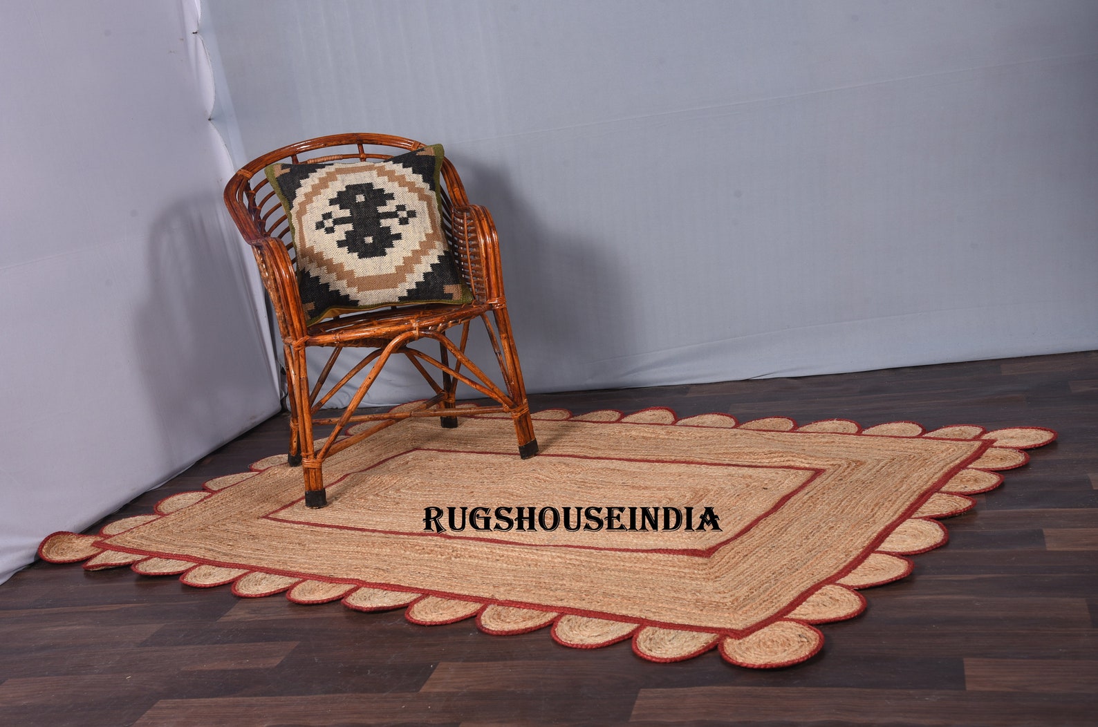 3X5 10X14 Ft. beautiful braided scalloped design jute rug Etsy