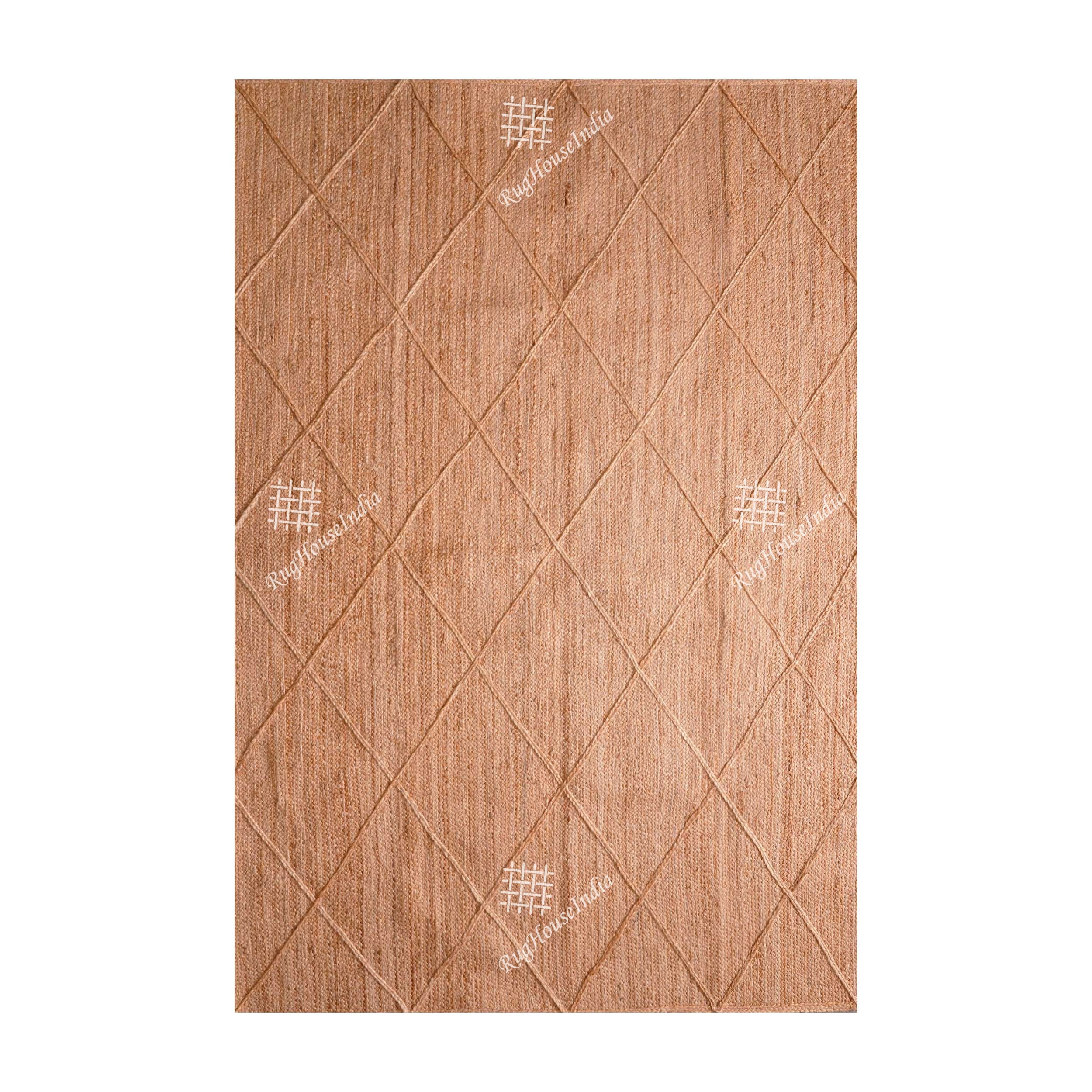 Custom Size Hand Braided Rectangle Jute Rug Beige Color Rug With Dimond ...