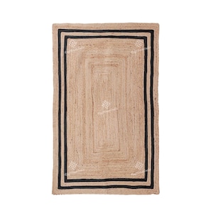 Handmade Jute Rugs- Braided Living Room Rug Vintage Area Rug Custom Size Kitchen Rug Natural Floor Rug Gifts For Him Area Rugs 8x10 Boho Rug Black
