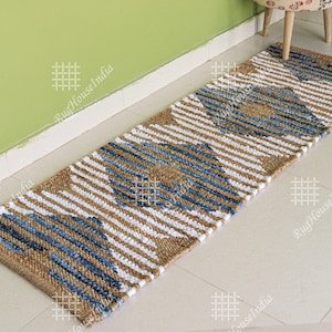 Custom Size Handmade Beige Hemp Jute Rug Rug Tufted Hemp Area Rug Hemp Jute Runner Rug Hand Loomed Rug Boho Decor Rug Turkish Rug