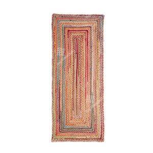 Custom Size Hand Braided Jute and Cotton Runner Rug Handwoven Rustic Area Runner Indian Bohemian Rag Rug Eco Home Decor Large area Rug