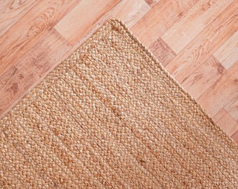 6x9, 8x10ft Handmade natural jute rugs for room decor, boho Vintage solid carpets, Custom size rug and eco friendly, Simple plane jute rugs