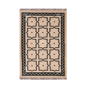 Handwoven Wool Jute Kilim Rug, Vintage Jute Rug, Kilim Jute Rug, Flatweave Rug, Bohemian Rug, Indian Dhurrie Rug, Navajo Kilim Rug
