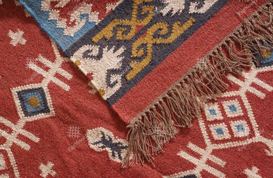 Vintage Handwoven Natural Kilim Jute Rugs, Rustic Wool Jute Carpets ...