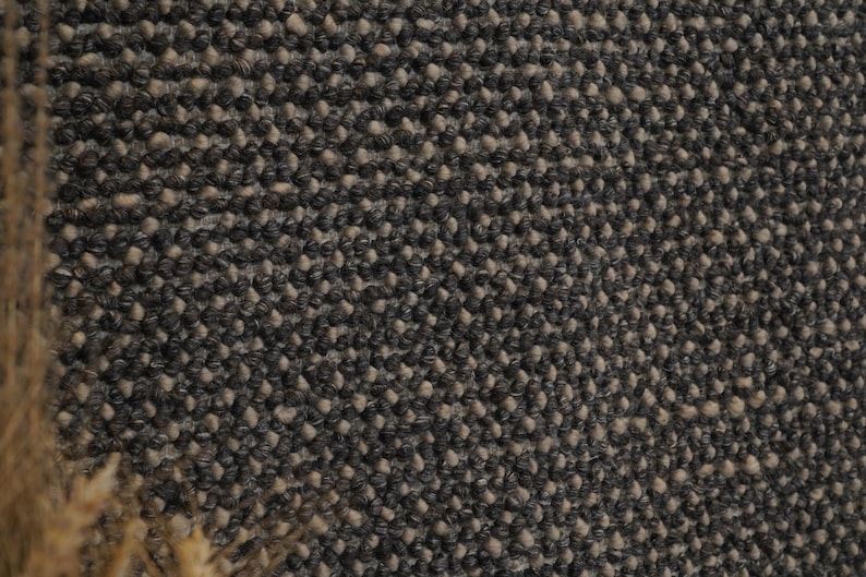 Handwoven Chunky Wool Rug: Pebble Loop Texture, Scandinavian Style Charcoal Grey Wool rugs, Hand Tufted cotton wool carpets for home decor image 13