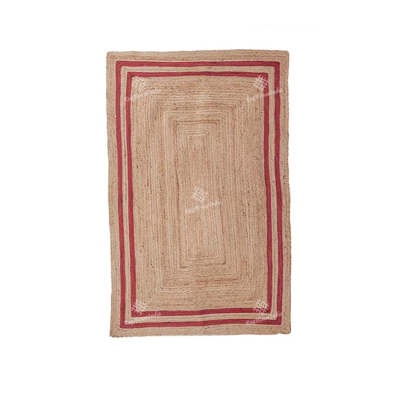 Handmade Jute Rugs- Braided Living Room Rug Vintage Area Rug Custom Size Kitchen Rug Natural Floor Rug Gifts For Him Area Rugs 8x10 Boho Rug Red