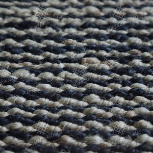 Handmade Black stripe hemp jute rugs for kitchen decor, 5x7ft jute area rugs for living area, boho Jute fiber texture rug, eco friendly rug image 4