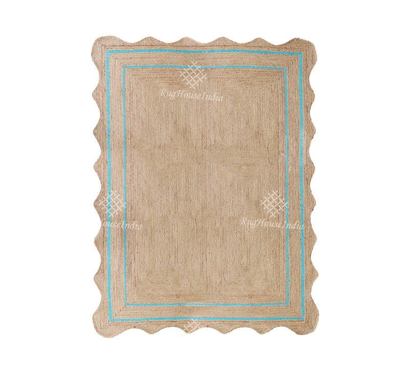 Custom Size Scalloped Jute Runner Every Color Double Border Natural ...