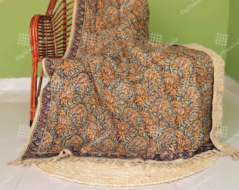 Indian Soft Cotton Throws Blankets Indian Classic Hand Printed Throws, Blanket, Bed Sheet, Sofa Cover, Curtain