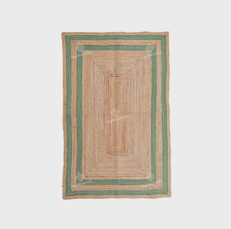 Handmade Jute Rugs- Braided Living Room Rug Vintage Area Rug Custom Size Kitchen Rug Natural Floor Rug Gifts For Him Area Rugs 8x10 Boho Rug Green