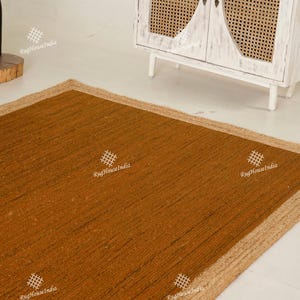 Hand Braided Rug Bohemian Jute Rug Rectangular Jute Rug, Boho Decor Rug, Jute Area Rug, Square Jute rug Custom Size Rug