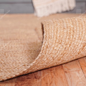Hand Braided Natural Rectangle Jute Rug Vintage Rug Large Area Rug For Living Room And Home Decor Custom Size Rug Floor Décor Rug Rag Rug