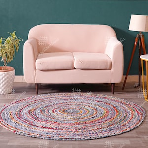 Handmade Bohemian Colorful Cotton Chindi Area Rug Multi Colors Home Decor Rugs cotton area rug Braided Floor Decor Rug Kitchen Decor Rug