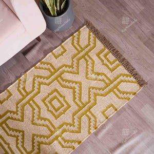 Kilim Rug, Handwoven, Wool and Jute Rug Handmade, Kilim Dhurrie Rug, Traditional Indian jute Area rug